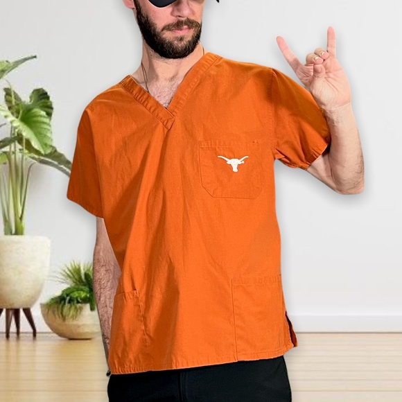 University of Texas Nursing Medical Scrub Top Size Small Burnt Orange Longhorns - Picture 5 of 9